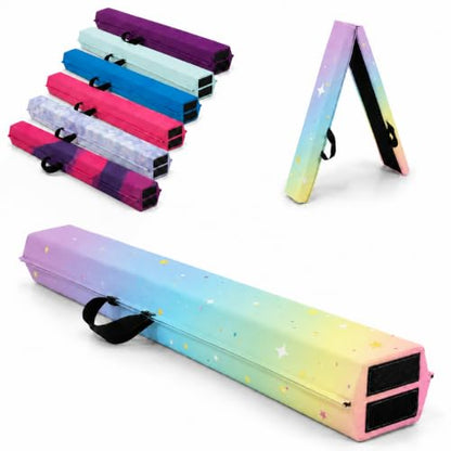 8FT Gymnastics Balance Beam Starry Rainbow Suede Home Practice