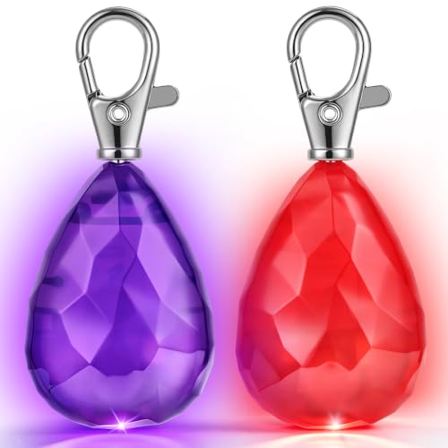 Novkin 2-Pack Rechargeable Dog Light, Dog Collar Light,Waterproof,3 Modes LED Dog Safety Lights,Multiple Color Options,Clip On Collar, Leash or Harness，Night Light for Running,Walking - color: Red&Purple