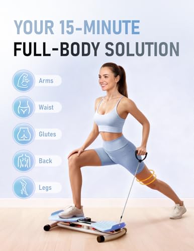 Waist Twister Machine Exercise, Ab Twist Board with Smart LED Digital Counter, Supports 300 lbs, Noiseless, Anti-Slip, Compact Portable for Home Gym Workout Equipment (Blue)