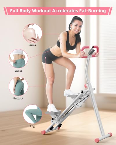 Stair Stepper for Home, Vertical Climber Workout Machine with Handlebar - color: Pink