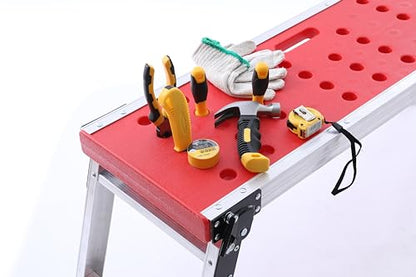 KINGRACK Folding Work Platform, Adjustable Step Ladder with Anti-Slip Feet