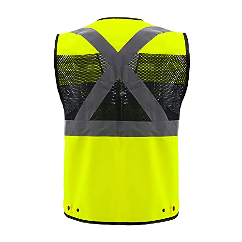 Safety Vest High Visibility Reflective Construction Vest for Men - color: Yellow, size: Medium
