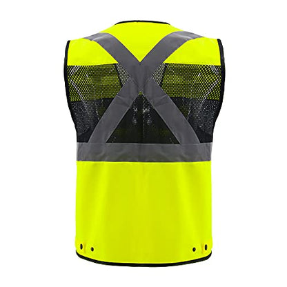 Safety Vest High Visibility Reflective Construction Vest for Men - color: Yellow, size: Medium