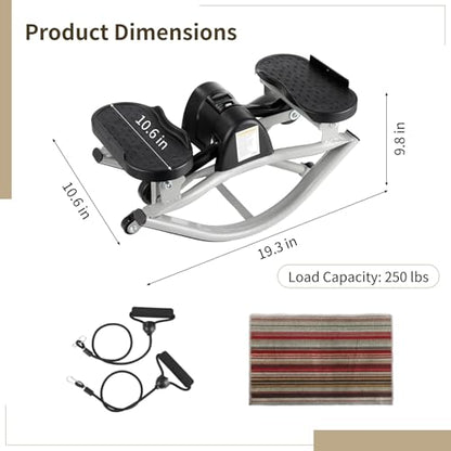 Lateral Rocking Fitness Stepper, Side-to-Side Mini Stepper with LCD Counter, Low-Impact Home Cardio Lateral Steppers Machine for Legs Glutes Core, Compact Portable Under-Desk Workout, No Assembly