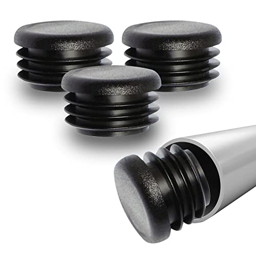 Prescott Plastics 1" (25.4mm) Outer Diameter Ribbed Plastic Hole Plugs, Round Black Metal Tubing End Caps, StrongFurniture Leg Inserts, Impact & Weather Resistant, Made in the USA - 4 Pack - color: 4 Pack, size: 1"