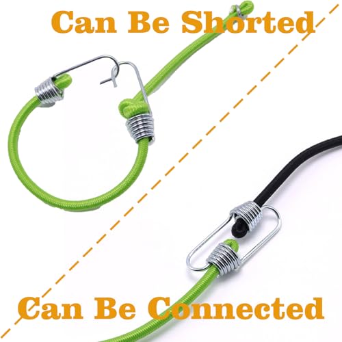 Small Bungee Cords with Hooks 12 Pieces, Mini Bungee Cord Hooks Adjustable Bungee Cord for Luggage Roof Rack Hang Outdoor Tent Tarp Bike Car RV Camping Tool Cargo Accessory