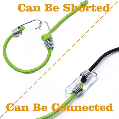 Small Bungee Cords with Hooks 12 Pieces, Mini Bungee Cord Hooks Adjustable Bungee Cord for Luggage Roof Rack Hang Outdoor Tent Tarp Bike Car RV Camping Tool Cargo Accessory