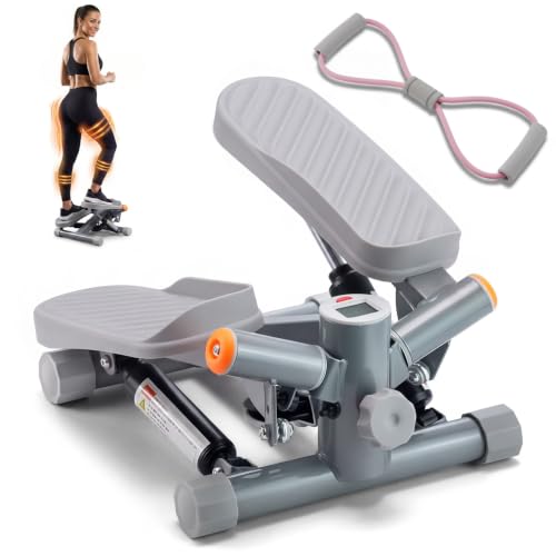 YYJO Steppers for Exercise at Home, Mini Stepper with Resistance Bands Quiet Portable Stair Stepper for Buttocks Lifting and Body Shaping - color: Gray