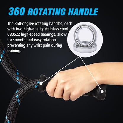 Supertrip Upgraded Weighted Jump Rope for Fitness Men Women Second Generation 360 Rotating Handles, 3.21LBS 3.38LBS 3.41LBS Polyester Heavy Skipping Rope for Exercise Workout Equipment - size: 9.2 ft-3.21 lb