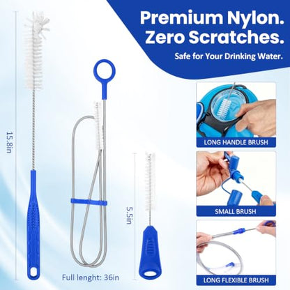 Hydration Bladder Cleaning Kit Compatible with Camelbak, Flexible Long Brush for Hose, Small Bite Valve and Big Brush, Drying Collapsible Bladder Frame,Water Reservoir Backpack Cleaning Tools