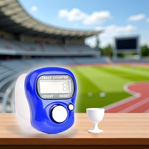 Blue 5 Digit LED Digital Row Counter, Display Counter Clicker,Handheld Number Click Counter,Electronic Finger Counter Hand Tally Counter with Ring for Golf,Track and Field Lap Accessories, Sports