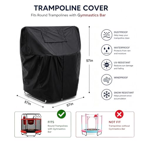 XCZ Trampoline Tent Cover - Mini trampoline cover, made of Oxford fabric - color: Black, size: 57Inch Trampoline tent Cover