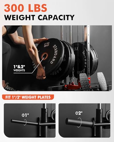 Mikolo Wall Mount Cable Station, Cable Crossover Machine with Dual Pulley System and 19/27 Adjustable Positions for Home Gym Fitness Equipment - color: RED, size: G3 Cable Machine
