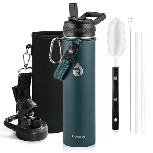 RAYMYLO Insulated Water Bottle 24 oz, Triple Wall Vacuum Stainless Steel - color: Dark Green, size: 24 Ounces