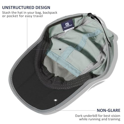 GADIEMKENSD Reflective Folding Outdoor Hat Unstructured Design UPF 50+ Sun Protection Sport Hats for Womens and Mens - color: Grey Blue