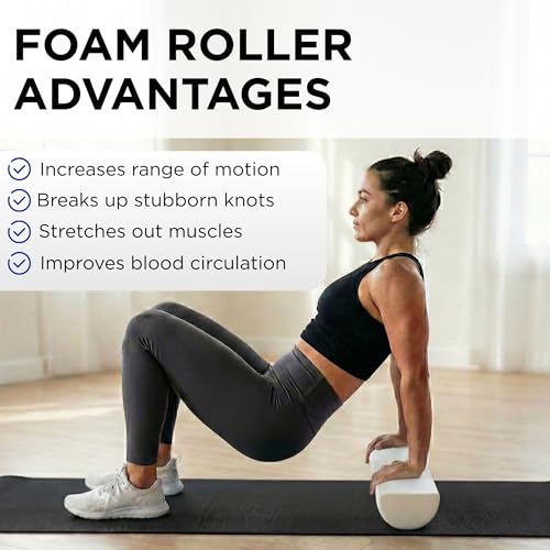 THERABAND Pro Foam Roller, Half Round, 6" x 36", Deep Tissue Massage, White - size: 6" x 36" - Half- Round