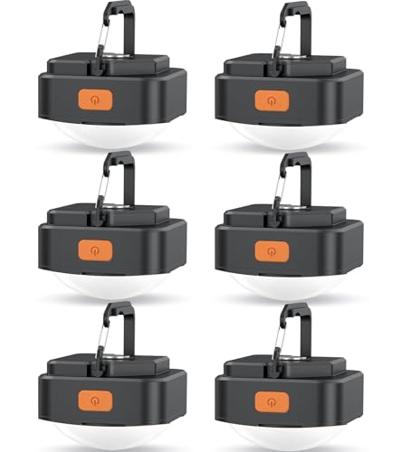 FLY2SKY 6Pack LED Rechargeable Camping Lights Tent Lantern Mini Emergency - style: 6 Pcs Black
