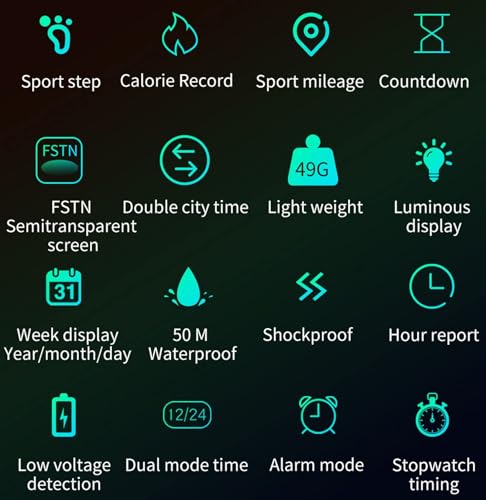 findtime Men's Digital Watch Waterproof Pedometer Watches Sport Watch Step Counter Calorie Military Watch with Stopwatch Alarm LED Backlight Countdown - color: green
