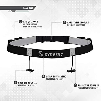 Synergy Running/Triathlon Race Day Number Belt - color: Youth Black 25 2-Pack