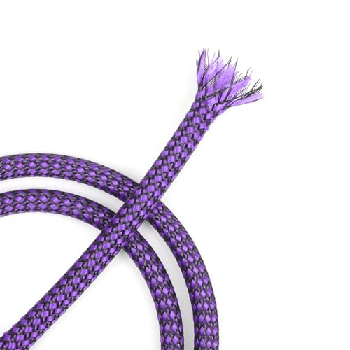 Expandable Braided Cable Sleeve, PP Yarn + PET Braided Expandable Sleeving Cable Management Protection High Density PET Wire Cover Sheath for Cables (Purple Black, 4mm (5/32")-49ft) - color: Purple Black, size: 4mm (5/32")-49ft
