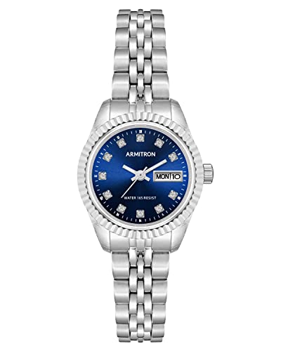 Armitron Women's Genuine Crystal Accented Bracelet Watch, 75-2475 - color: Silver/Navy Blue