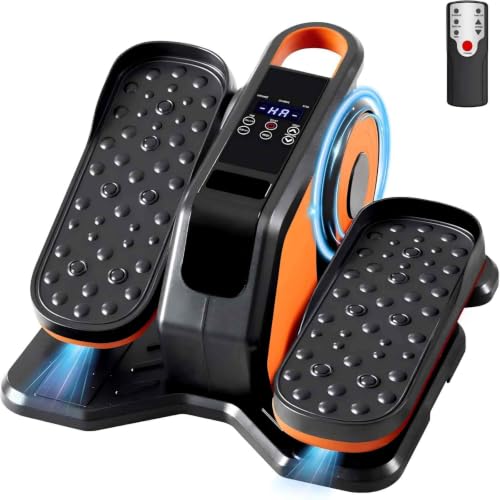 NEWBULIG Electric Seated Pedal Exerciser, Under Desk Elliptical Machine for Seniors, Quiet Portable Ellipse Leg Exerciser As Seen On TV with Remote Control, 12 Adjustable Speeds - color: Pure Orange