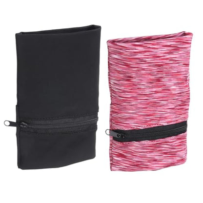 uxcell Wrist Pouch Wrist Wallet Sports Wristband Wallet with Pocket for Running Jogging Hiking Cycling Yoga - color: Black/Red