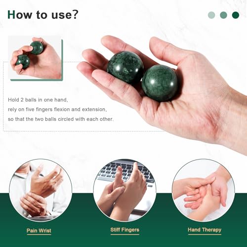 Learay 2Pcs Baoding Balls, Boading Balls for Hand Therapy, Green, 1.57 inch - color: Green/1.57 Inch