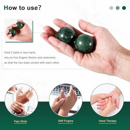 Learay 2Pcs Baoding Balls, Boading Balls for Hand Therapy, Green, 1.57 inch - color: Green/1.57 Inch