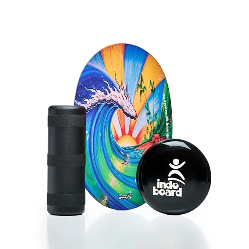 The Original Indo Board Training Package - Balance Board Trainer for Core Strength, Stability & Athletic Performance - Surfing, Skateboarding, Snowboarding, Yoga, Physical Therapy & More. Includes Board, Cushion and Roller. - color: Bamboo Beach