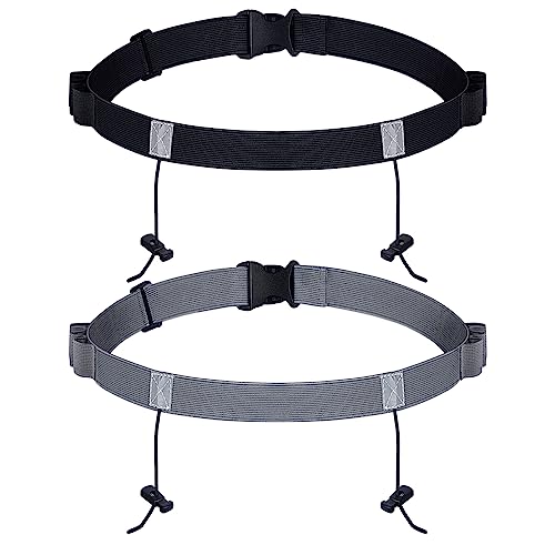 JOVITEC 2 Pack Race Number Belt with 6 Gel Loops(Black and Dark Gray) - color: Black and Dark Gray