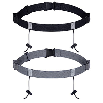 JOVITEC 2 Pack Race Number Belt with 6 Gel Loops(Black and Dark Gray) - color: Black and Dark Gray