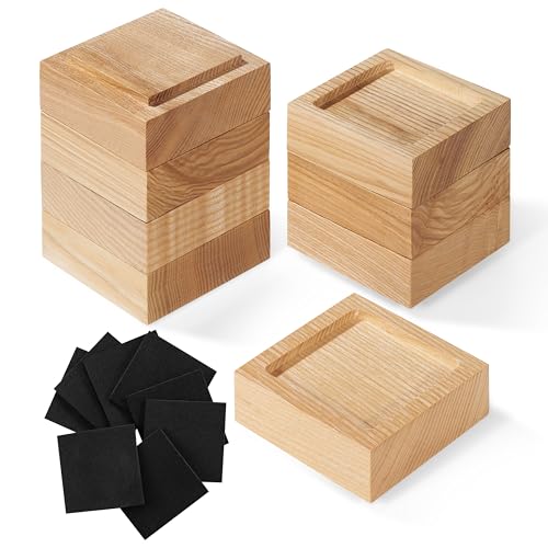 Bed Risers, Furniture Risers (Set of 8-Height 1") Can be Adjusted to 2'' 3''or 4'', Lifts Furniture Risers, Solid Natural Wood Risers, Non-Slip Recessed Hole (Square-Natural Color) - color: Square-natural Color