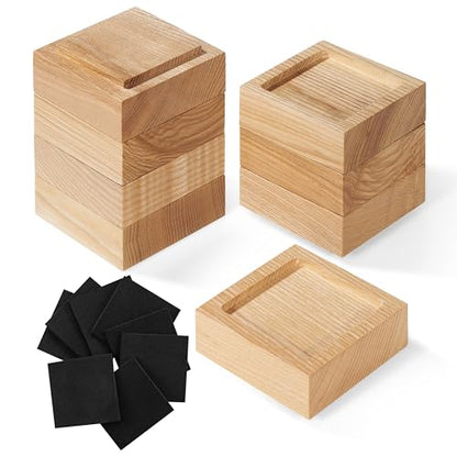 Bed Risers, Furniture Risers (Set of 8-Height 1") Can be Adjusted to 2'' 3''or 4'', Lifts Furniture Risers, Solid Natural Wood Risers, Non-Slip Recessed Hole (Square-Natural Color) - color: Square-natural Color