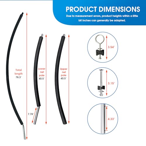 1 Set Trampoline Curved Net Pole, Universal, 10 to 16 ft