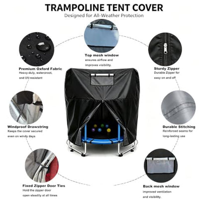 XCZ Trampoline Tent Cover - Mini trampoline cover, made of Oxford fabric - color: Black, size: 57Inch Trampoline tent Cover