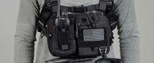 2-in-1 Hydration Backpack & Tactical Chest Pack with 2.5L Water Bladder, Modular Molle Hydration Vest, Lightweight Running Water Bag for Gravel Cycling, MTB, Hiking, Enduro - color: Black