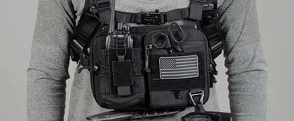 2-in-1 Hydration Backpack & Tactical Chest Pack with 2.5L Water Bladder, Modular Molle Hydration Vest, Lightweight Running Water Bag for Gravel Cycling, MTB, Hiking, Enduro - color: Black