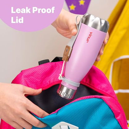 Small Water Bottle-12 oz Leak Proof Stainless Steel Water Bottle for Purse - color: Purple, size: 12 Ounces