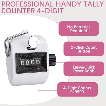 GDMINLO Clicker Counter, 2 Pack 4-Digit Handheld Tally Counter with Lanyard