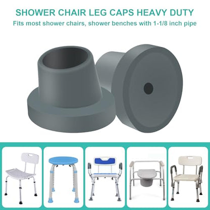 4 Pcs Replacement Feet for Bath Chair Leg Caps Heavy Duty Slope Rubber Feet Pad for Bath Seat Shower Stools (Gray, 1-1/8") - color: Grey