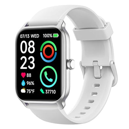 Fitpolo Smart Watch for Men Women with Bluetooth Call, Alexa Built-in 1.8" Blood Oxygen Heart Rate Sleep Fitness Watch, 100 Sports Modes Smartwatch, Activity Tracker for Android iOS Phone - color: White