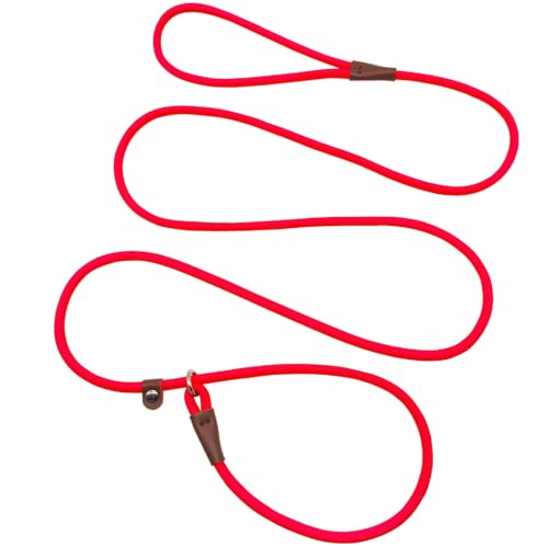 MayPaw Slip Lead Control Leash for Dogs No Pull, 13+ Colors Classic Dog Lead 7 FT Pet Slip Leash, 1/4” Rope Leashes for Small Medium Animals (7ft*1/4", Red) - color: red