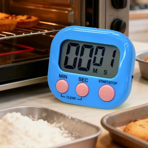 Timer Electronic Countdown Stopwatch Digital Kitchen with Large Screen Loud Alarm Easy Operation Visual Time Management Tool - color: Blue