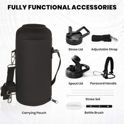 RAYMYLO Insulated Water Bottle 87 oz, Triple Wall Vacuum Stainless Steel - color: Magic Black, size: 87 Ounces