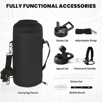 RAYMYLO Insulated Water Bottle 87 oz, Triple Wall Vacuum Stainless Steel - color: Magic Black, size: 87 Ounces