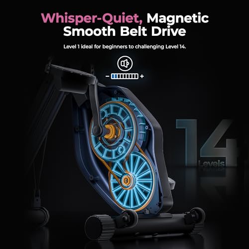 Sunny Health & Fitness Smart Foldable Magnetic X-Bike, Low-Impact Workouts - color: Pink