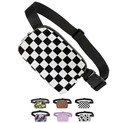 Tapp Collections Unisex Mini Crossbody Belt Bag with Adjustable Strap Small Waist Pouch for Workout Running Traveling Hiking - A Pattern/Checker Black & White, 8’’ x 2’’ x 5’’ - color: A Pattern / Checker Black & White