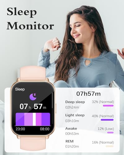 RUIMEN Smart Watches for Women (Answer/Make Call, 2 Bands), 1.8", Pink - color: Pink