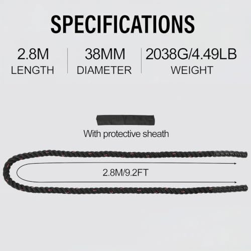 PATIKIL Jump Rope, Heavy Skipping Rope - color: Black-Red, size: 4.49lb